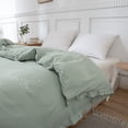 thumbnail image 3 of Move Over Green Ruffle Duvet Cover Twin Only Soft Washed Microfiber Bedding Set Ruffled Pattern No Filling, 3 of 9