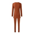 thumbnail image 5 of YUHAOTIN Female Two Piece Pants Set for Women Formal 2024 Women Two Piece Outfits Set Long Sleeve Crew Neck Slit Hem Tee Shirt High Waist Pants Tracksuit 1960S Outfits for Women Women's Spring Outfits, 5 of 5