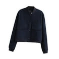 thumbnail image 2 of Chaqueta de primavera para mujer con bolsillos, estilo casual. Azul oscuro, 2 of 9