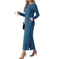 thumbnail image 3 of Cueply Long Sleeve Dress for Women Fall Wedding Guest Cocktail Maxi Dresses Split Elegant Ribbed Knit Winter Dress with Pockets, 3 of 9