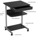 thumbnail image 4 of Mobile Computer Desk Cart, Small Rolling Laptop Desk PC Table Workstation with Drawer and Printer Shelf, Writing Desk Table for Small Space/Home Office, 4 of 8