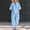 #0196-Light Blue, variant on Women's Summer Linen Two Piece Set, Casual V Neck Top with Wide Leg Pants, Soft Breathable Matching Outfit for Spring, Cute Cozy Suit for Daily Beach Wear Gift