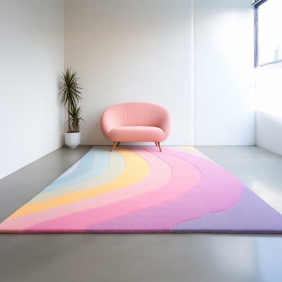 Tapis Tufté Premium avec Design Abstrait Coloré Fabriqué en Laine de Haute Qualité Meilleures Costumes pour Votre Salon