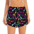 thumbnail image 4 of Lsque Colorful Dragonflies Printed Women's Running Shorts with Liner Pockets,Elastic Quick Dry Workout Athletic Gym Yoga Shorts,Womens High Waist Shorts-XX-Large, 4 of 9