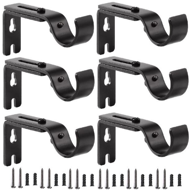 Soportes para barra de cortina Creatyi ajustables, plancha de 1 pulgada, paquete de 6