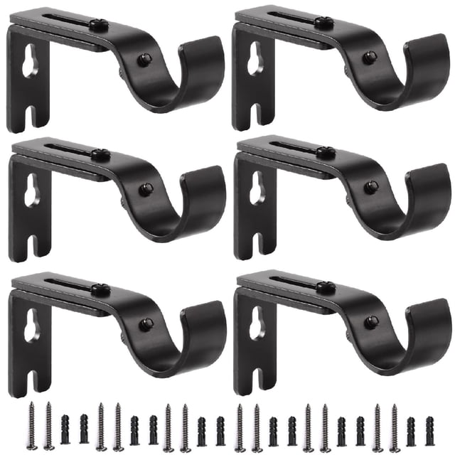 Soportes para barra de cortina Creatyi ajustables, plancha de 1 pulgada, paquete de 6