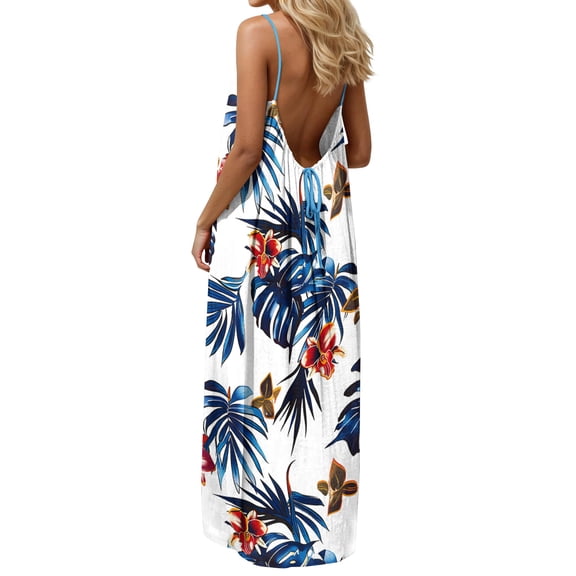 Elvqul Womens Pullover Maxi Dress Summer Dresses Flowy Tunic Scoop Neck Sleeveless Dresses for Juniors Bohemian, Sizes S-5X