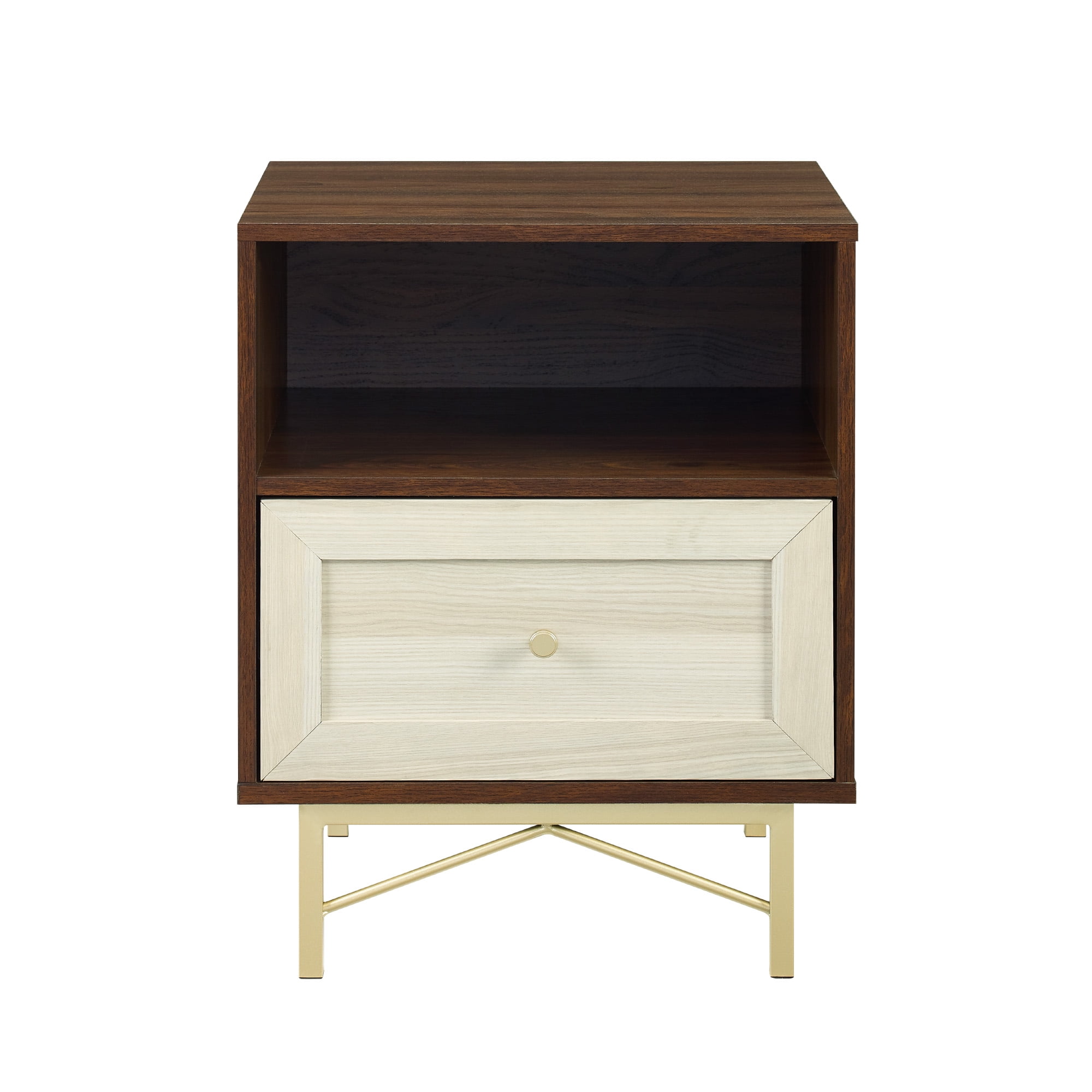 Manor Park Modern Single Drawer Nightstand, White Poplar