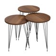 thumbnail image 6 of Set of 3 Nesting End Tables - PAK Home Pine Wood Round Stacking Coffee Side Accent Tables with Metal Legs for Living Room, Home Office, Nightstands for Bedroom, Sturdy & Easy Assembly, Walnut, 6 of 9