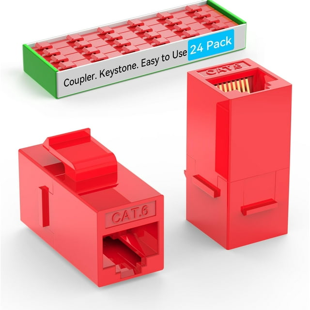 Acoplador Keystone Sokqovt CAT6 RJ45 hembra a hembra (paquete de 24)
