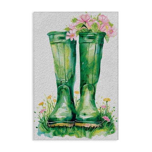 Stupell Industries Spring Blooms Green Rainboots Canvas Wall Art design by Daisy A., 24 x 16