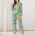 thumbnail image 2 of Honeii Cute Pineapples print Women's Pajama Sets Long Sleeve Button Down Sleepwear Nightwear Soft Pjs Lounge Sets-Small, 2 of 7