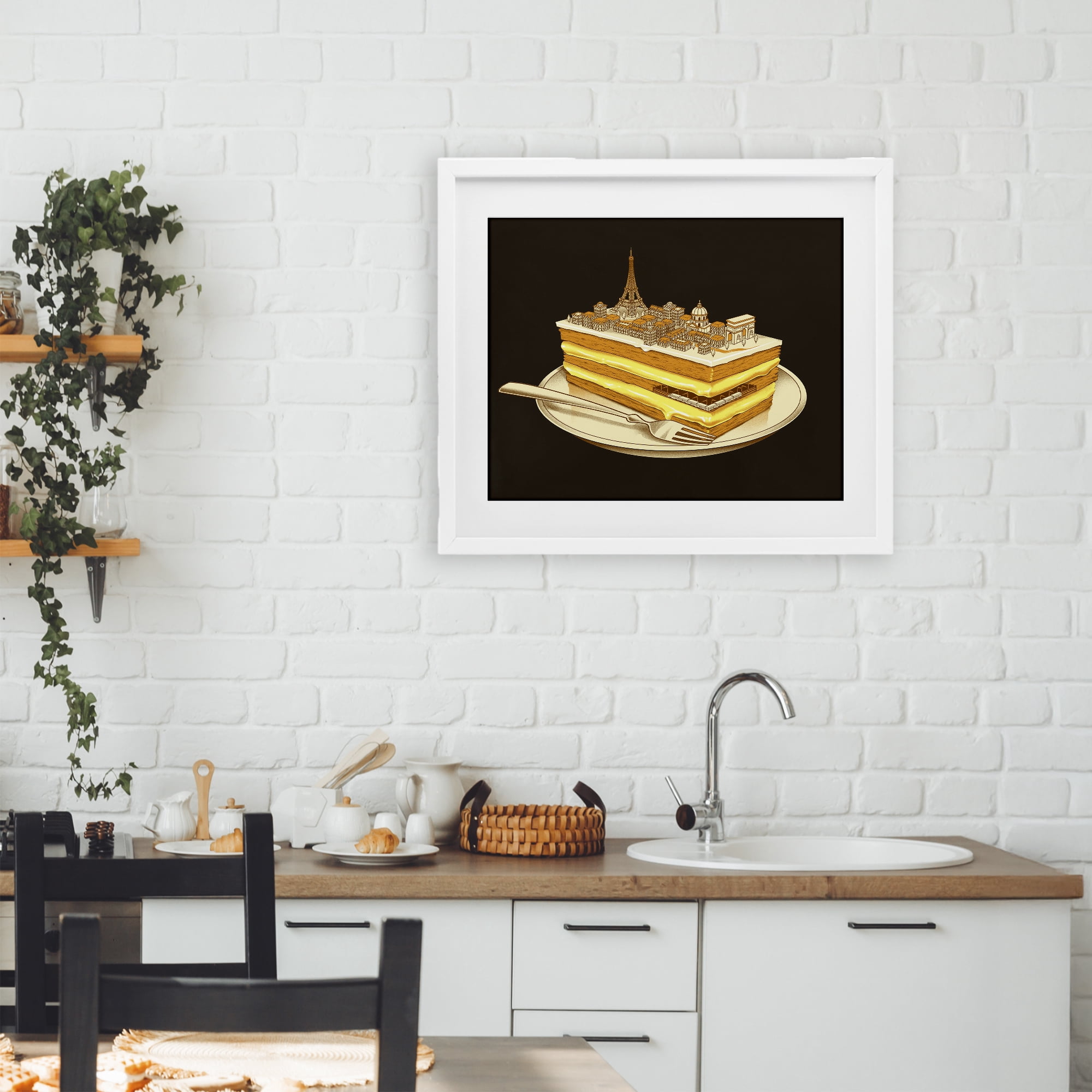 Stupell Industries Hungry For Travels Paris White Framed Print Under Glass, design by Tobe Fonseca