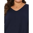 thumbnail image 5 of DARING DIVA Women's Plus V Neck Floral Flutter Sleeve Blouse Casual 1X Dark Blue, 5 of 6