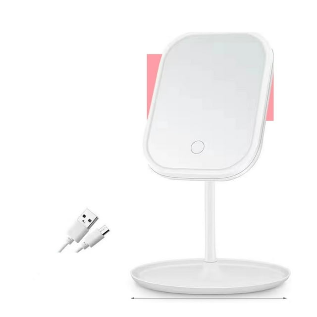 LED Makeup Mirror With Light Face Mirror With Storage Desktop Rotating Light Vanity Mirror Adjustable Dimmer USB Cosmetic Mirror ,Widely Use