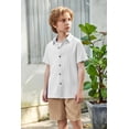 thumbnail image 5 of Arshiner Boys Summer Beach Outfits 2 Piece Casual Button Down Shirt and Shorts Set Vacation Texture Sets, 5 of 7