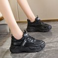 thumbnail image 2 of Sneakers for Women Fashion Platform White Leather Casual Dad Shoes Comfortable Wedge Walking Sport Sneakers-Black, 2 of 5