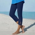 thumbnail image 2 of yillto Womens Yoga Capris Pants Lace Hem Fashion High Waist Workout Gym Cropped Leg Leggings Clothes, 2 of 6