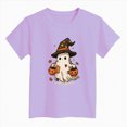 thumbnail image 4 of KPOPLK Kids Spooky Season Fall Tops Girls Halloween Ghost Short Sleeve Shirt Kids Girls Fall Halloween T-Shirts Size 1-2 Years,Purple, 4 of 5