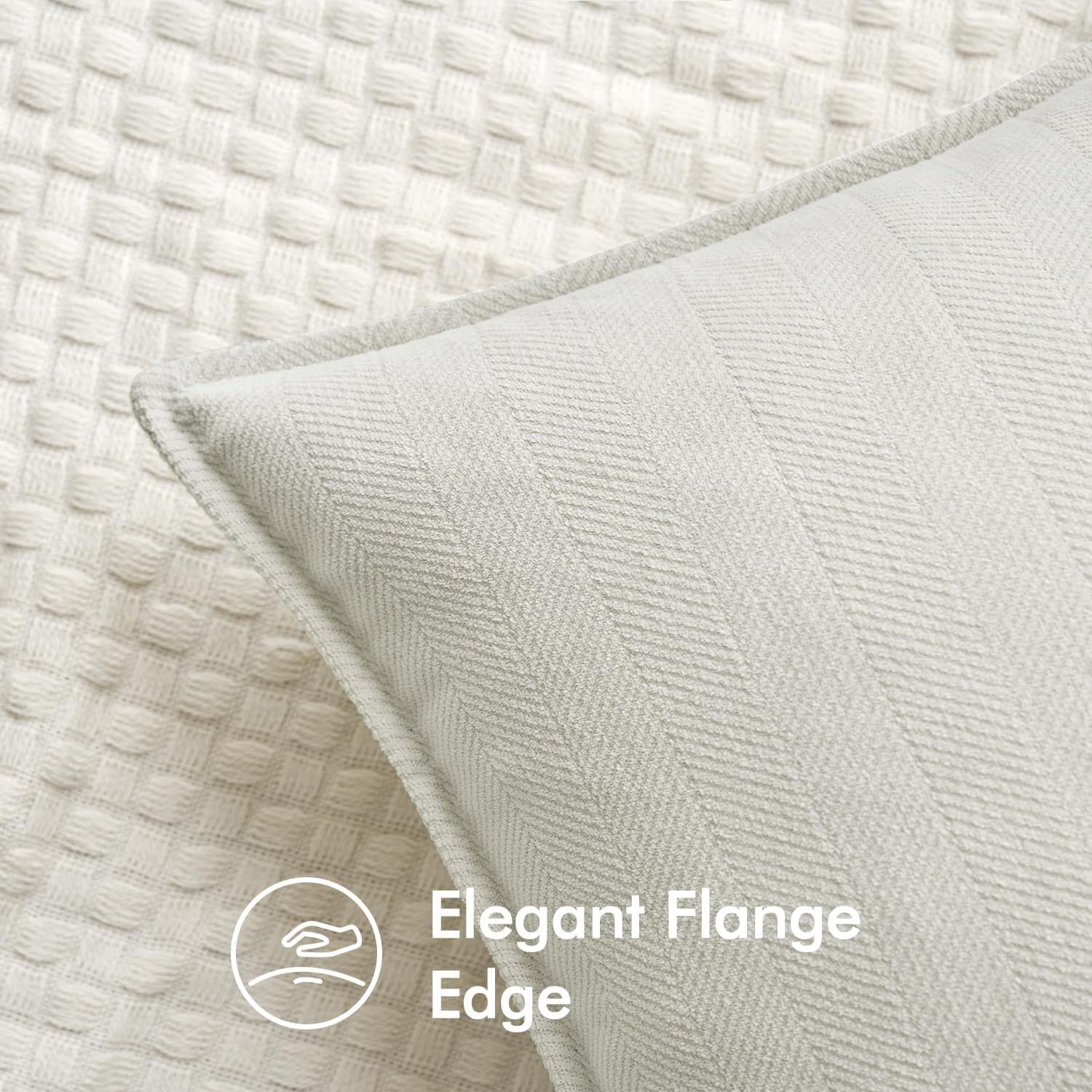 Pack of 2 White 20x20 Inch Decorative Pillow Covers Soft Chenille Couch Throw Pillows Farmhouse Cushion Covers for Sofa Bedroom Living Room