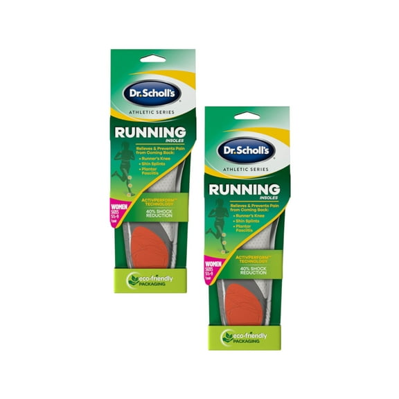 Dr. Scholl's Athletic Series Running Insoles for Women, 1 Pair Each, Size 5.5-9 - Pack of 2