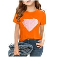 thumbnail image 2 of PMVFHDE T-Shirts pour Filles Coupe Ample T-Shirts Mignons pour Filles Manches Courtes Hauts Graphiques pour Filles Hauts Mignons T-Shirts Manches Courtes pour Filles Hauts d'Été pour Enfants T-Shirts Col Rond 3 13 Ans Orange, 10-11 Ans, 2 of 7
