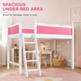 thumbnail image 5 of Miniyam Twin Loft Bed for Kids with Guardrails and Ladder, Solid Wood Space Saving Bed Frame, Pink, 5 of 7