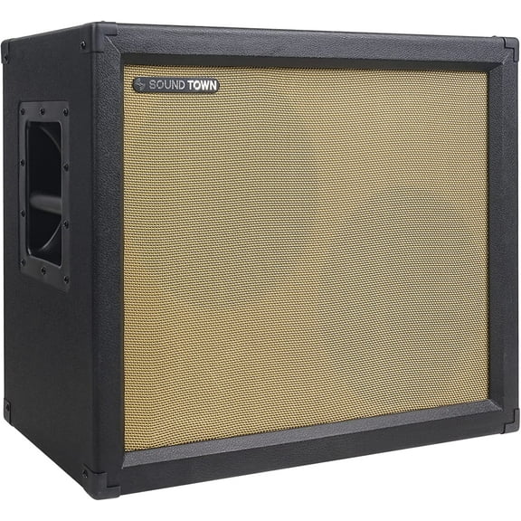 Sound Town 2 x 12 130W Open-Back Guitar Speaker Cabinet, Birch Plywood, Black Tolex, Wheat Cloth Grille (GUC212OBBK)