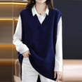 thumbnail image 5 of DAFPZW Women Sweater Vest Oversized V-Neck Sleeveless Knit Pullover Ribbed Vest Dress with Pockets, 5 of 6