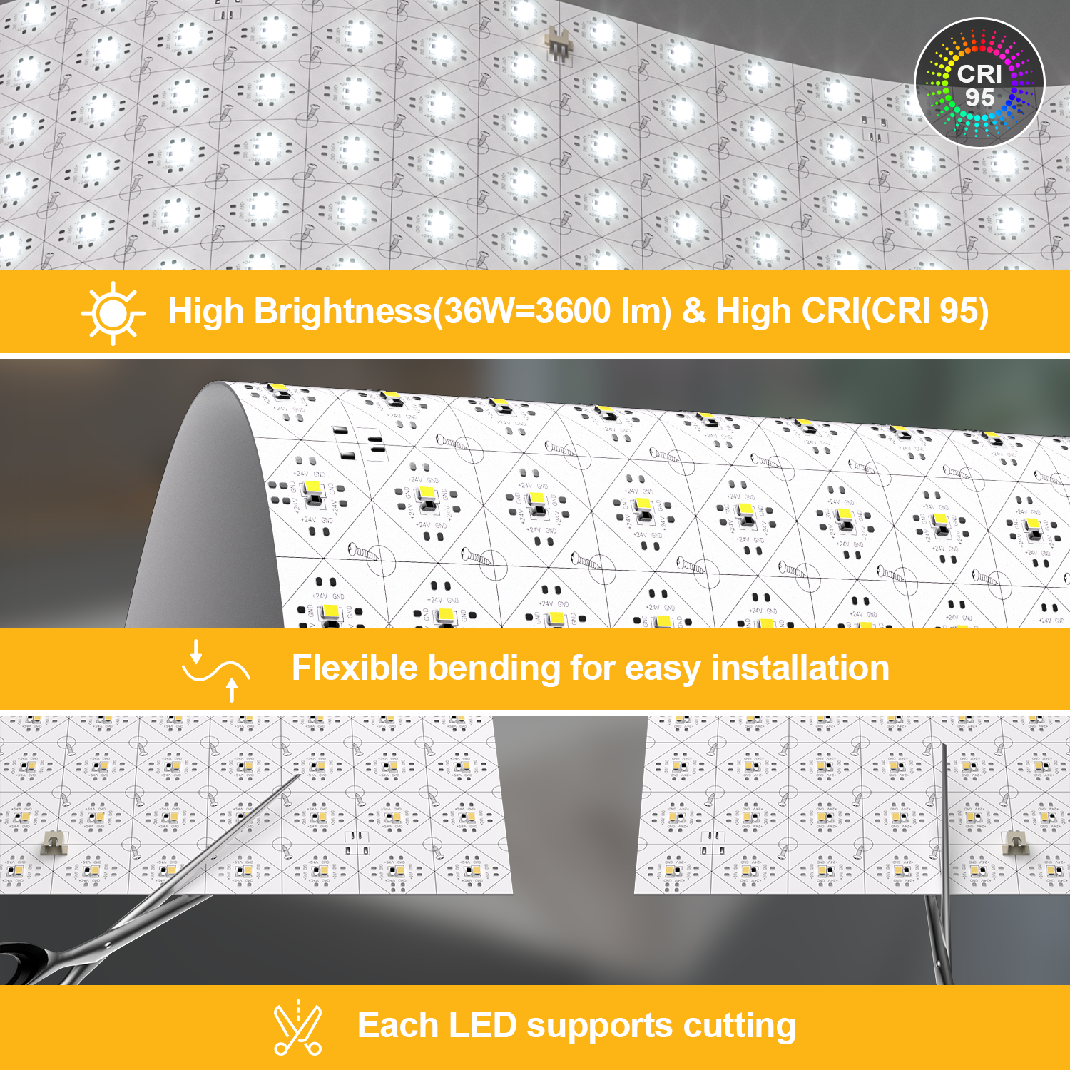 Voltide 4 Pack LED Backlight Sheet White 6000K 24V 36W, Dimmable LED Panel Sheet, Flexible Backlit Light with Remote Control, 19.7X9.7 Inch for Marble, Onyx, Quartz Countertop