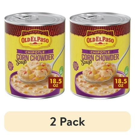 (2 pack) Old El Paso Chipotle Corn Chowder Soup, Ready to Serve Canned Soup, 18.5 oz