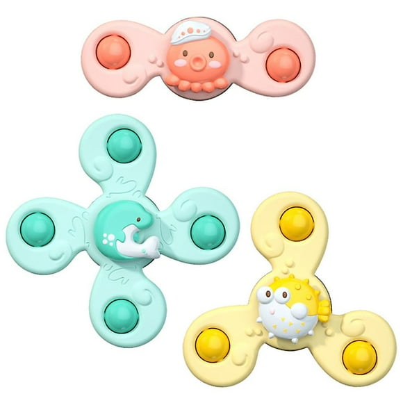 3pcs/set Toddler Kids Toy Suction Cup Spinner Top Fidget Relief Toys Window Travel Window Bathing Sensory Toys