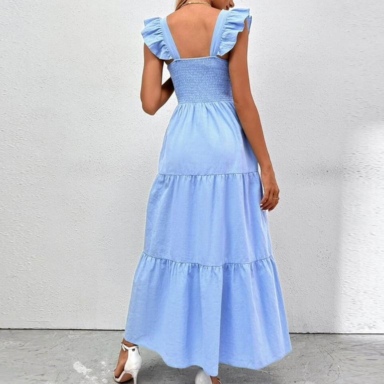 chinese dress ladies Valora Embellished Square Neck Maxi Dress in Powder Blue main image 0