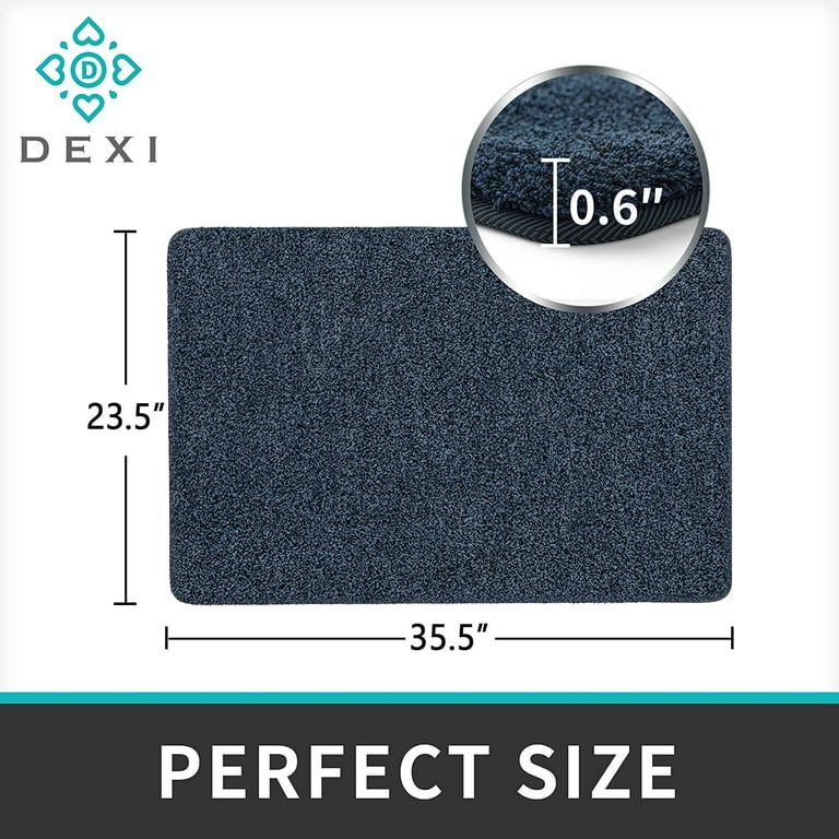 OEAKAY Doormat Entry Door Mat Indoor Rug Non Slip Soft Mats for Entrance  Low Profile for Front Mats Inside Entryway 23.5x35.5,Black Mixed Blue 