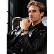Bandmax Skull Bracelets for Men Women 316L Stainless Steel Cuban Link Chain Bracelet with Skull Charm Gothic Punk Biker Bracelet Jewelry for Halloween Gift