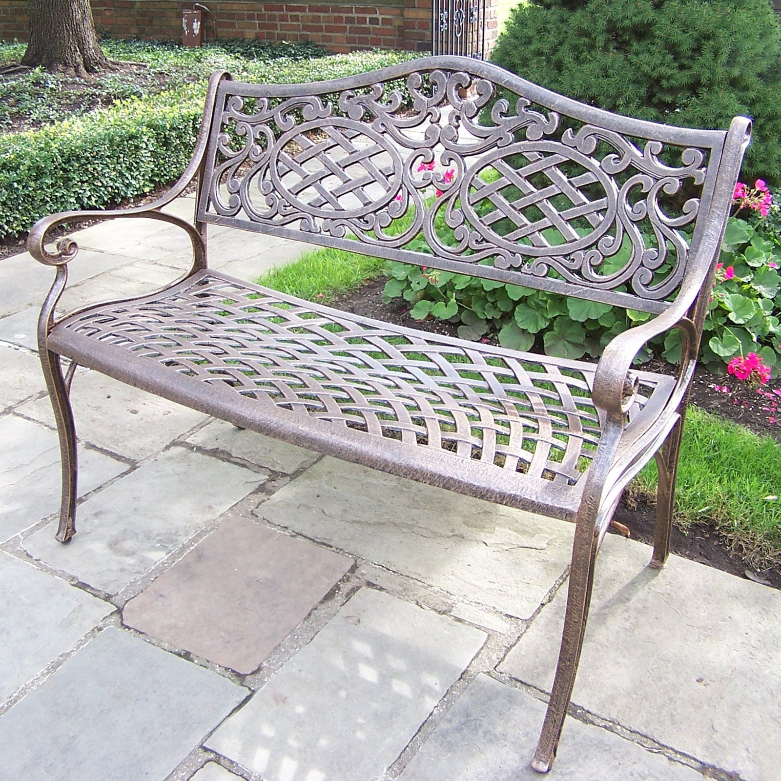 Oakland Living Ornamental Outdoor Curved Back Settee Bench by Oakland Living