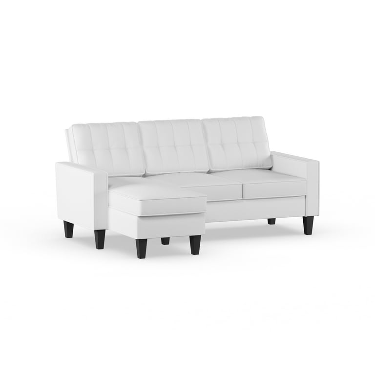 Mainstays Faux Leather Apartment Reversible Sectional White