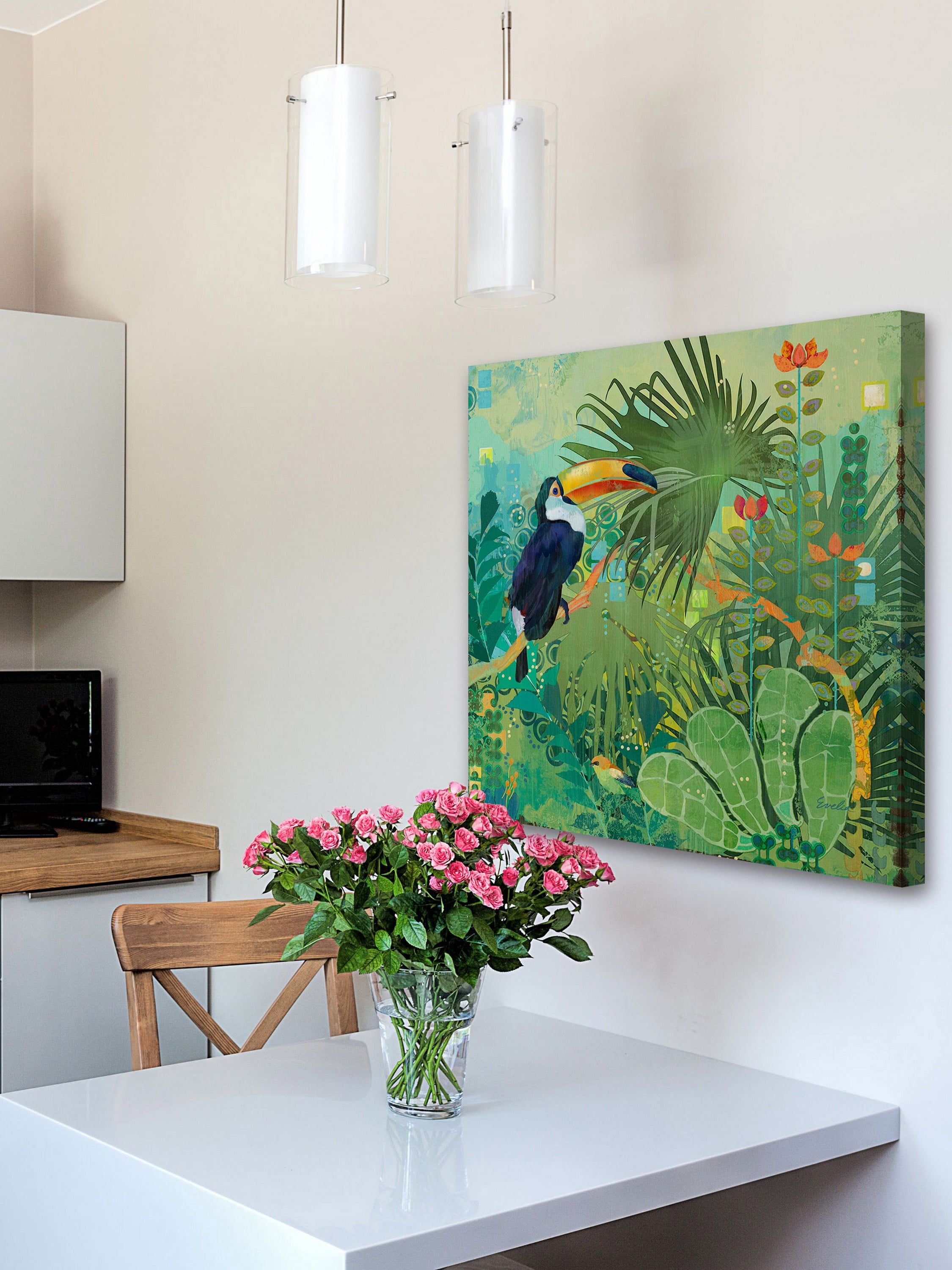 "Toucans and Flowers" Painting Print on Wrapped Canvas