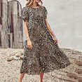 thumbnail image 5 of Lilgiuy Women's Summer Casual Boho Dress Floral Print Ruffle Puff Sleeve Printed High Waist Midi Beach Dresses Travelling Mini Sun Dresses, 5 of 5