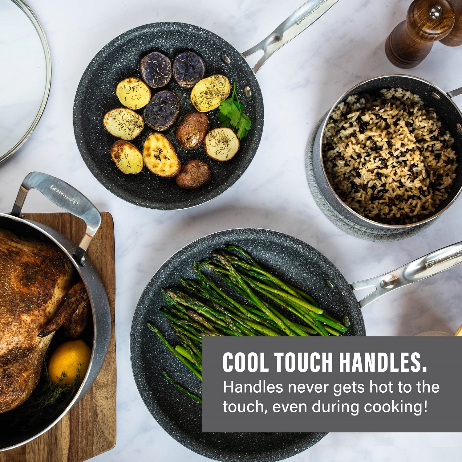 Granite Stone 15 Piece Non-stick Cookware, Dishwasher Safe, Pots and Pans Set, Black