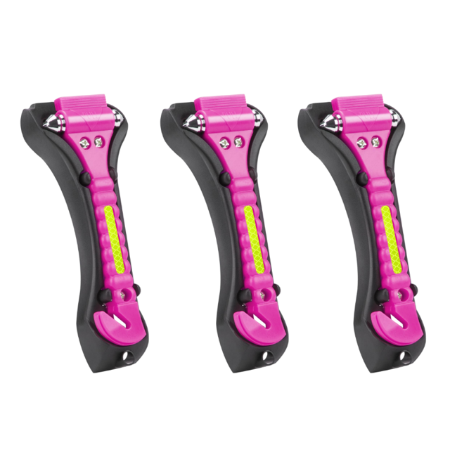 2-in-1 Emergency Car Escape Tool - Window Breaker & Seatbelt Cutter, 3-Pack Vehicle Safety Device, Pink