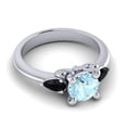 thumbnail image 3 of Diamond-Capitals 2.50 Carat Round Cut Aquamarine & Black Onyx Gemstone Fancy Proposal Ring for Ladies Solid 18K White Gold Size 7.5, 3 of 8