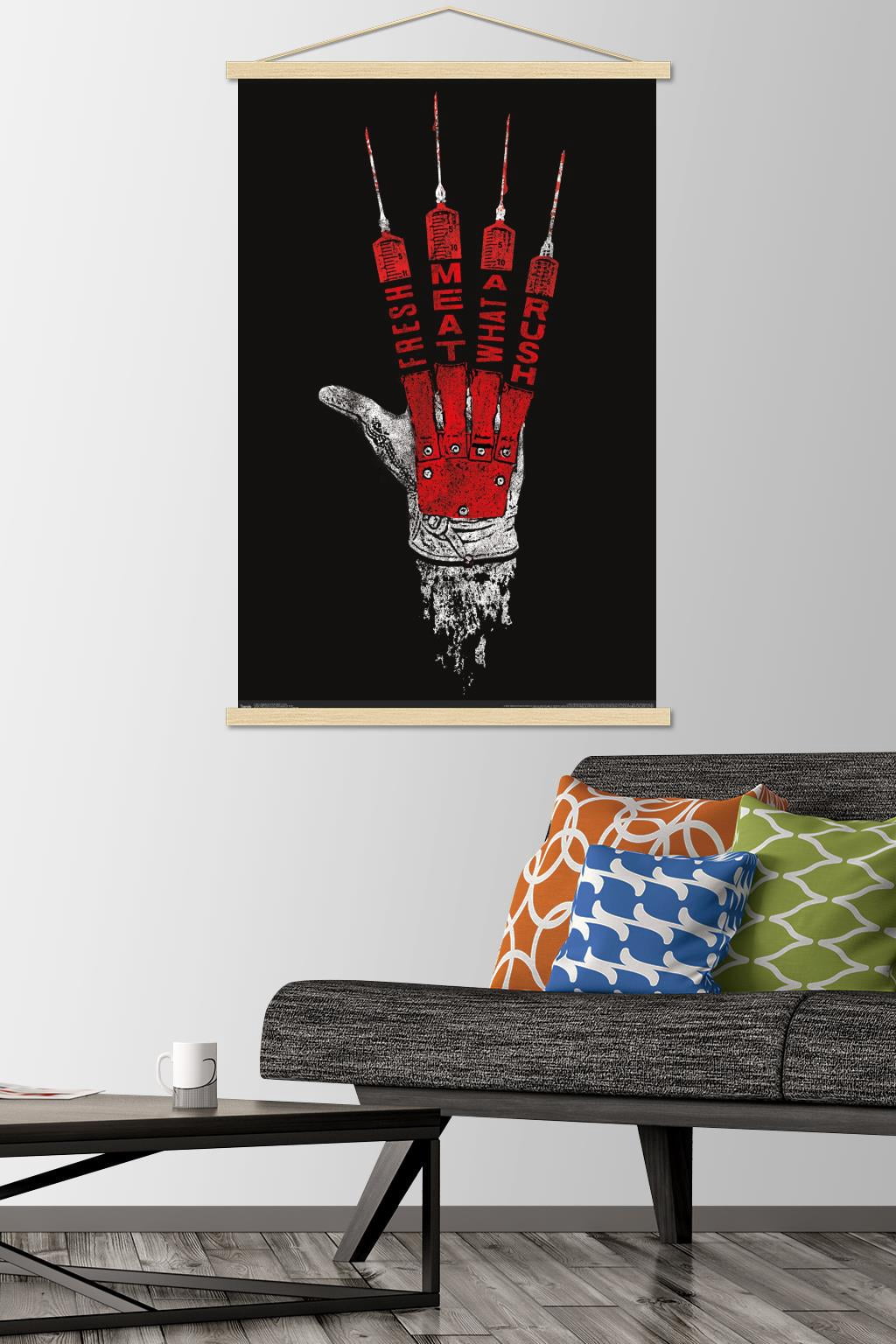 A Nightmare on Elm Street - Hand Wall Poster with Wooden Magnetic Frame, 22.375" x 34"