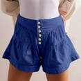 thumbnail image 4 of RYRJJ Women's Shorts Summer Baggy High Waisted Ruffle Flowy Wide Leg Buttons Pleated Casual Shorts Fashion Short Shorts(Blue,XXL), 4 of 7