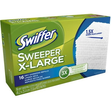 Swiffer Sweeper X-Large Dry Sweeping Cloths Refills, Unscented 16 ea (Pack of 3).