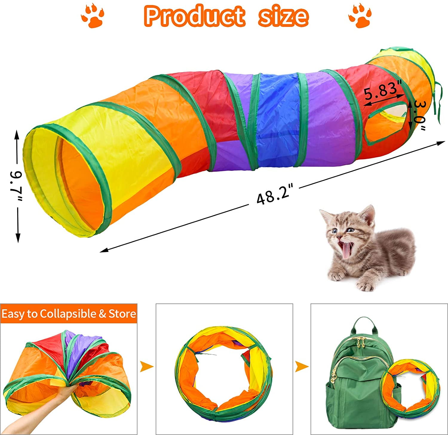 20 PCS Cat Kitten Toys Set, Collapsible Cat Tunnels for Indoor Cats