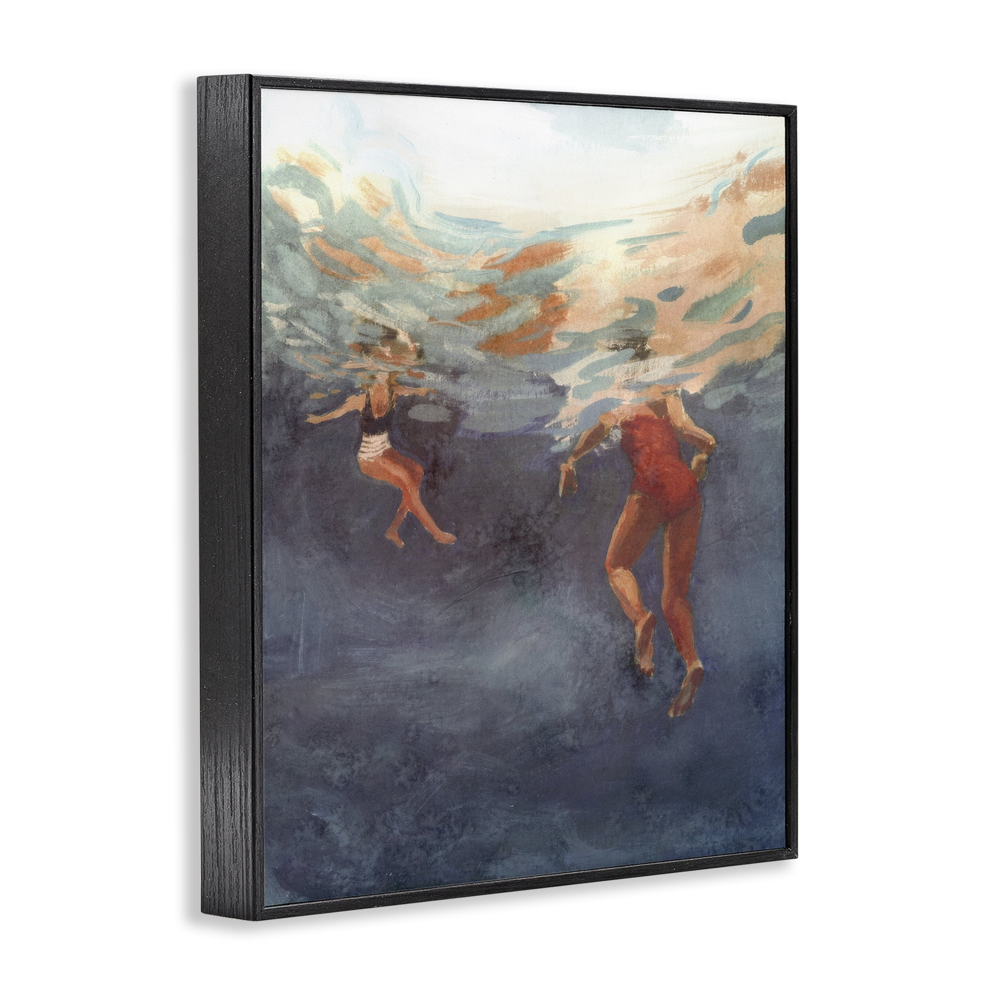 Stupell Industries Summer's Dance Swimmers Black Framed Giclee Art, design by Victoria Barnes