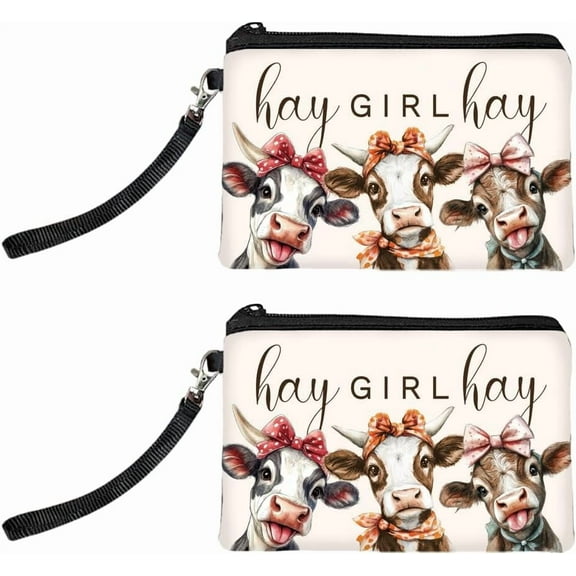 Original Designs Coin Purse for Women Girls Cows 2 Packs Change Purse with Zipper Durable and Soft Canvas Wallet Pouch DIY