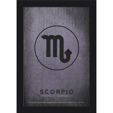 - Scorpio - Astrological Sign - Zodiac - Lantern Press Artwork (12x18 Giclee Art Print, Gallery Framed, Black Wood)