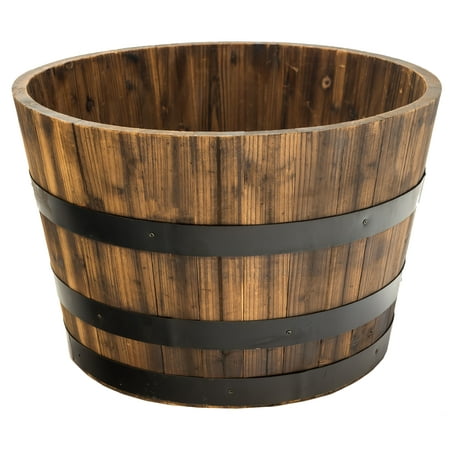 Real Wood Products Cedar Whiskey Barrel Planter